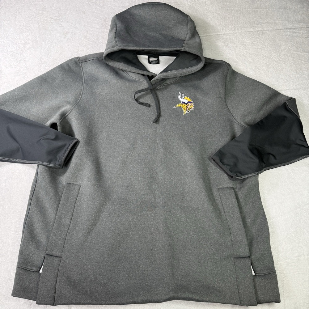 NFL MINNESOTA VIKINGS Player Issued Hoodie Mens 2XL Gray Nike Magnet RARE Heavy